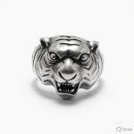 9.720g Sterling Silver Tiger Head Ring for Men | Bold Roaring Tiger Statement Ring | 925 Silver Animal Ring