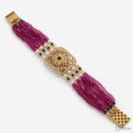 20K Gold Multi-Strand Ruby Pearl Bracelet for Women | 4.990 Grams