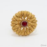 22K Gold Kundan Ruby Floral Ring for Women | 5.120 Grams