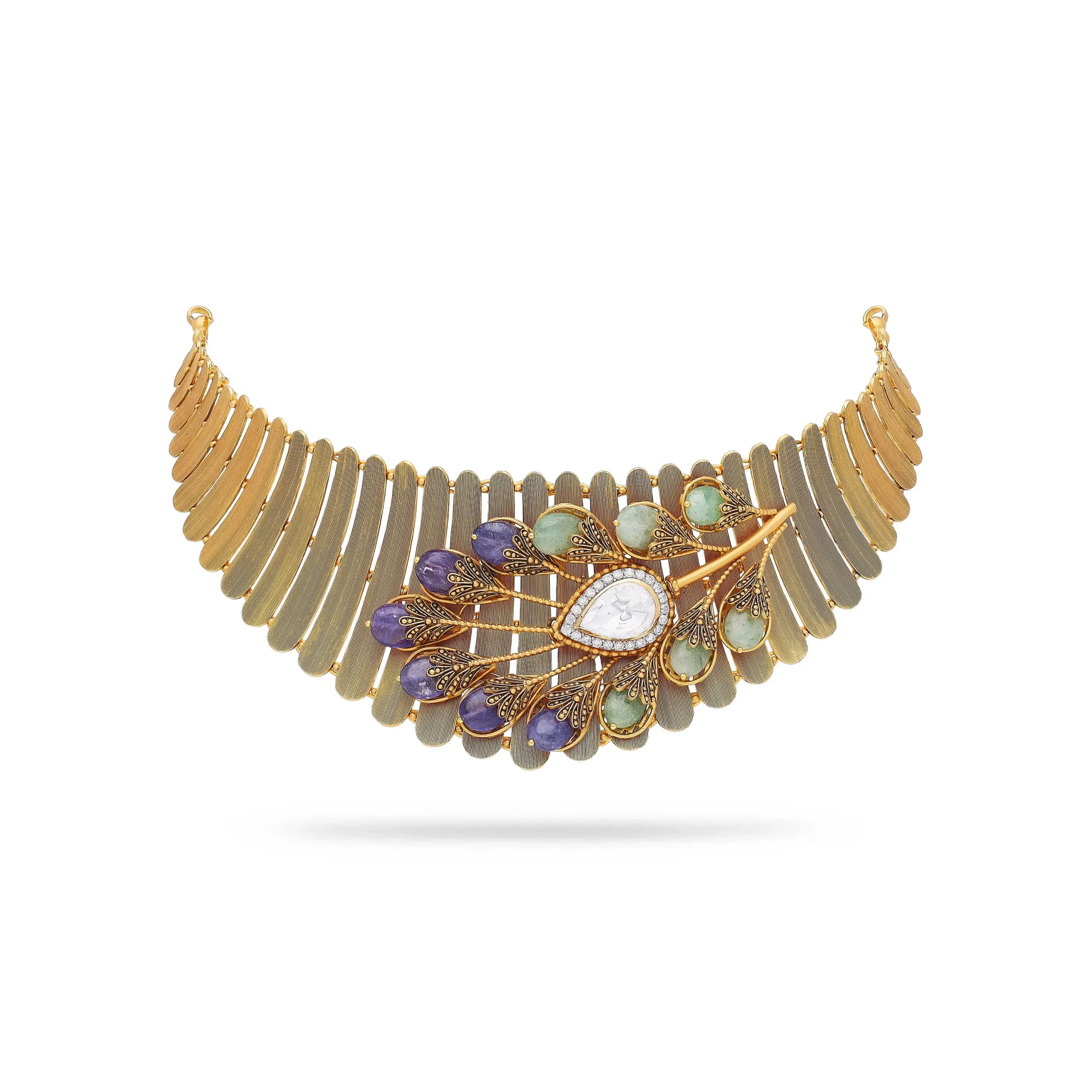 2044bea6-741a-408a-9156-6fe1b0efd6da-NGO-CHKR-BTC-S-L-OX-25893503-additional-1 Antique Finished And Studded 22KT Gold Choker - Image 1